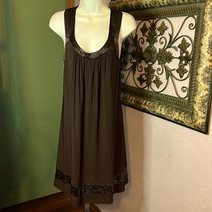 Soo Pretty OC by OC Sequin Trim Sleeveless Brown Dress Sz 6